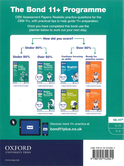 Bond 11+ English and Verbal Reasoning: Assessment Papers for CEM for 10-11+ years - Click Image to Close